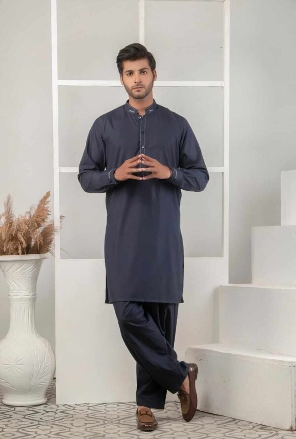Navy Blue Classic Shalwar Kameez Premium Collection