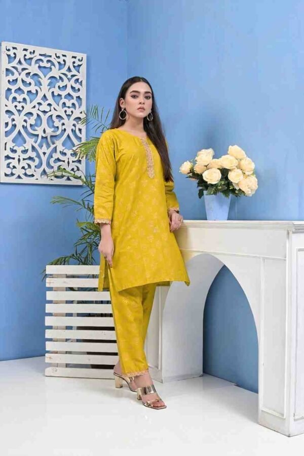 Mustard Yellow Embroidered 2-Piece Suit